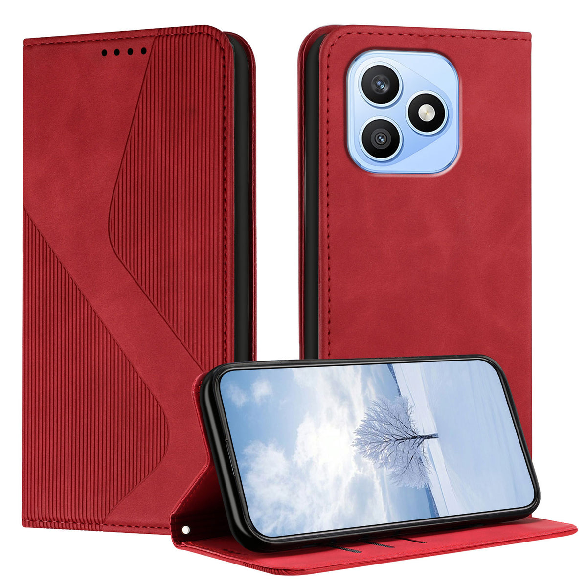 For Honor X8d 4G Phone Cover Skin-touch Feel Leather Wallet Case with Stand