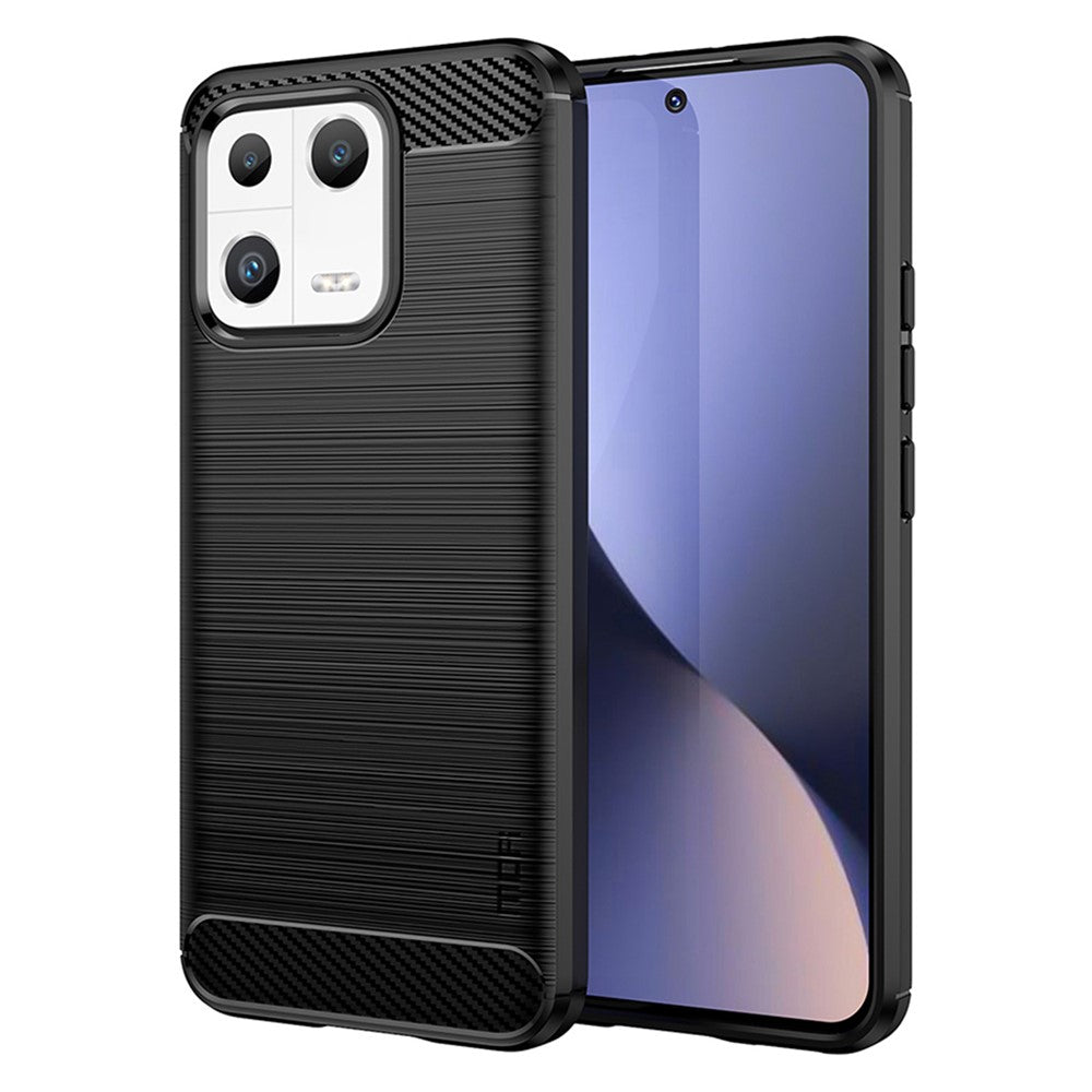 MOFI JK TPU Series-1 Phone Case for Xiaomi 13, Drop Proof Carbon Fiber Texture Soft TPU Brushed Phone Cover