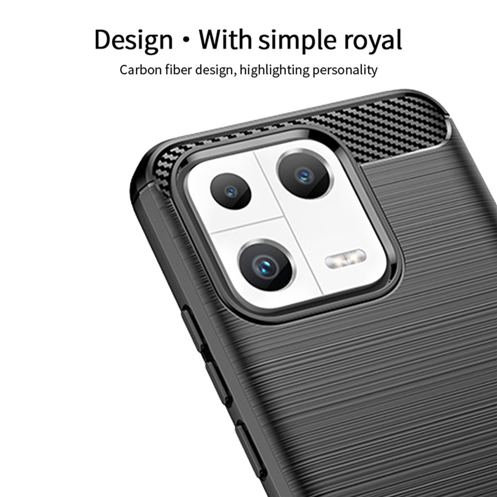 MOFI JK TPU Series-1 Phone Case for Xiaomi 13, Drop Proof Carbon Fiber Texture Soft TPU Brushed Phone Cover