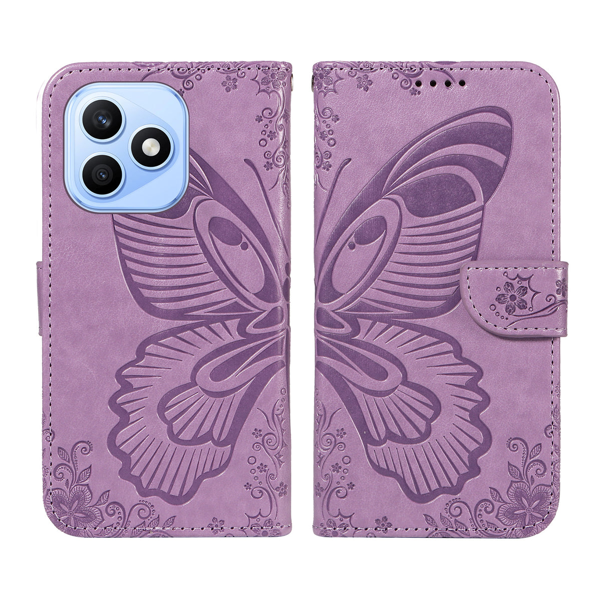 For Honor X8d 4G Case Butterfly Pattern PU Leather Folio Flip Phone Cover