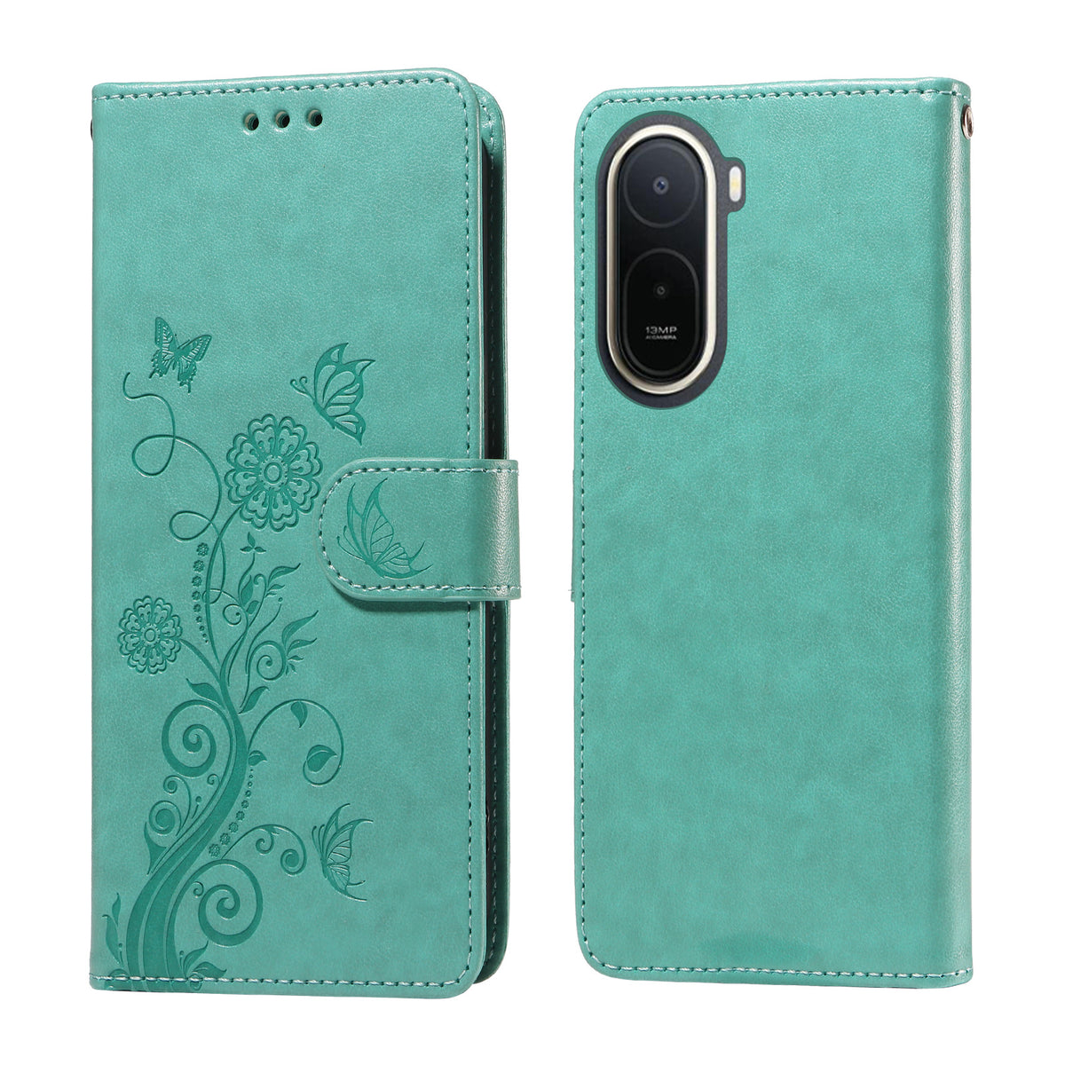 Leather Case for Xiaomi Poco C85x 5G / Redmi A7 Pro 4G (171.56mm) / Redmi A7 Pro 5G Butterfly Floral Imprint Wallet Stand Cover