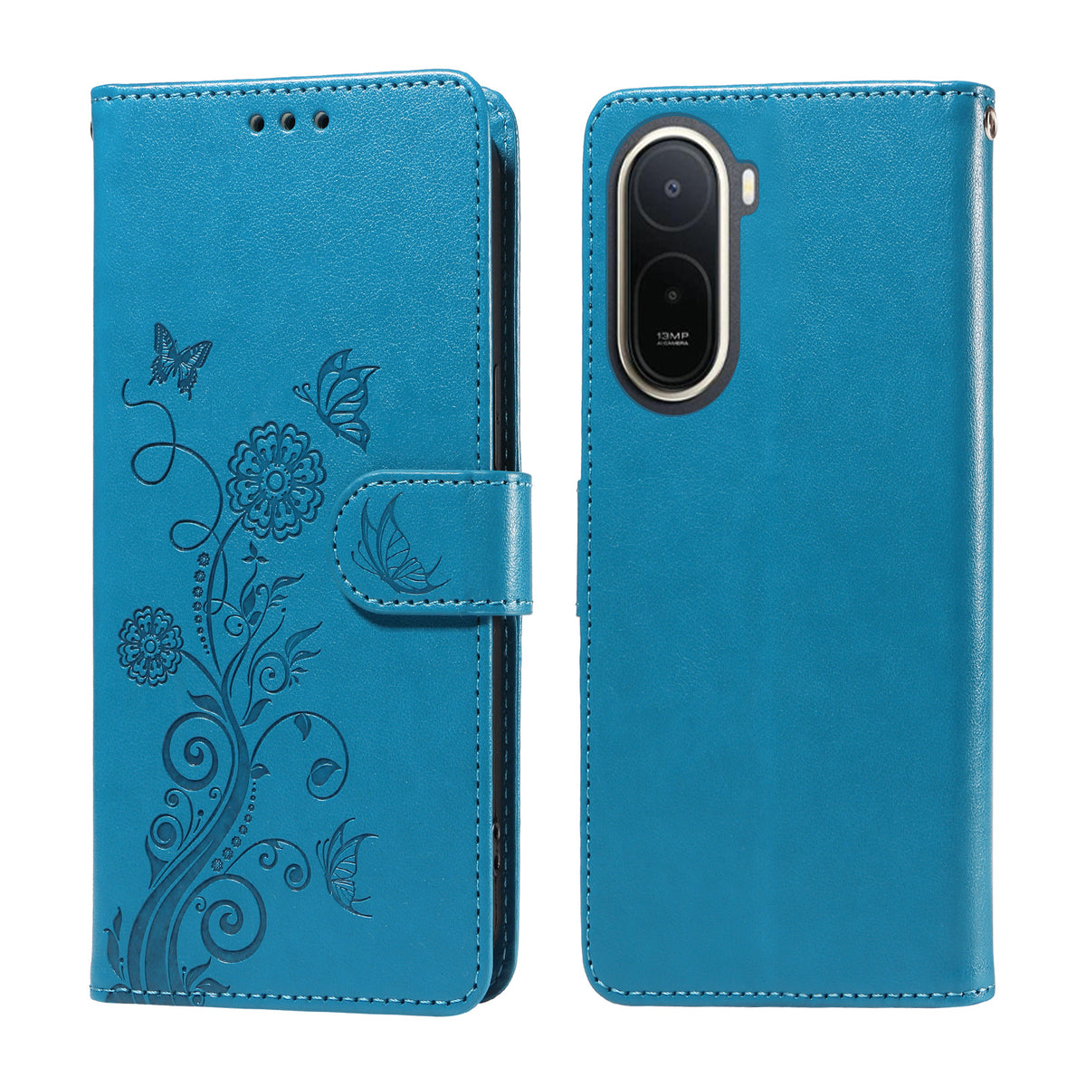 Leather Case for Xiaomi Poco C85x 5G / Redmi A7 Pro 4G (171.56mm) / Redmi A7 Pro 5G Butterfly Floral Imprint Wallet Stand Cover