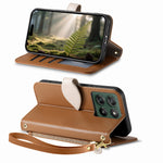 For Motorola Edge 70 Fusion+ 5G / Edge 70 Fusion 5G Stand Case Leaf Shape Magnetic Clasp Leather Phone Cover with Hand Strap