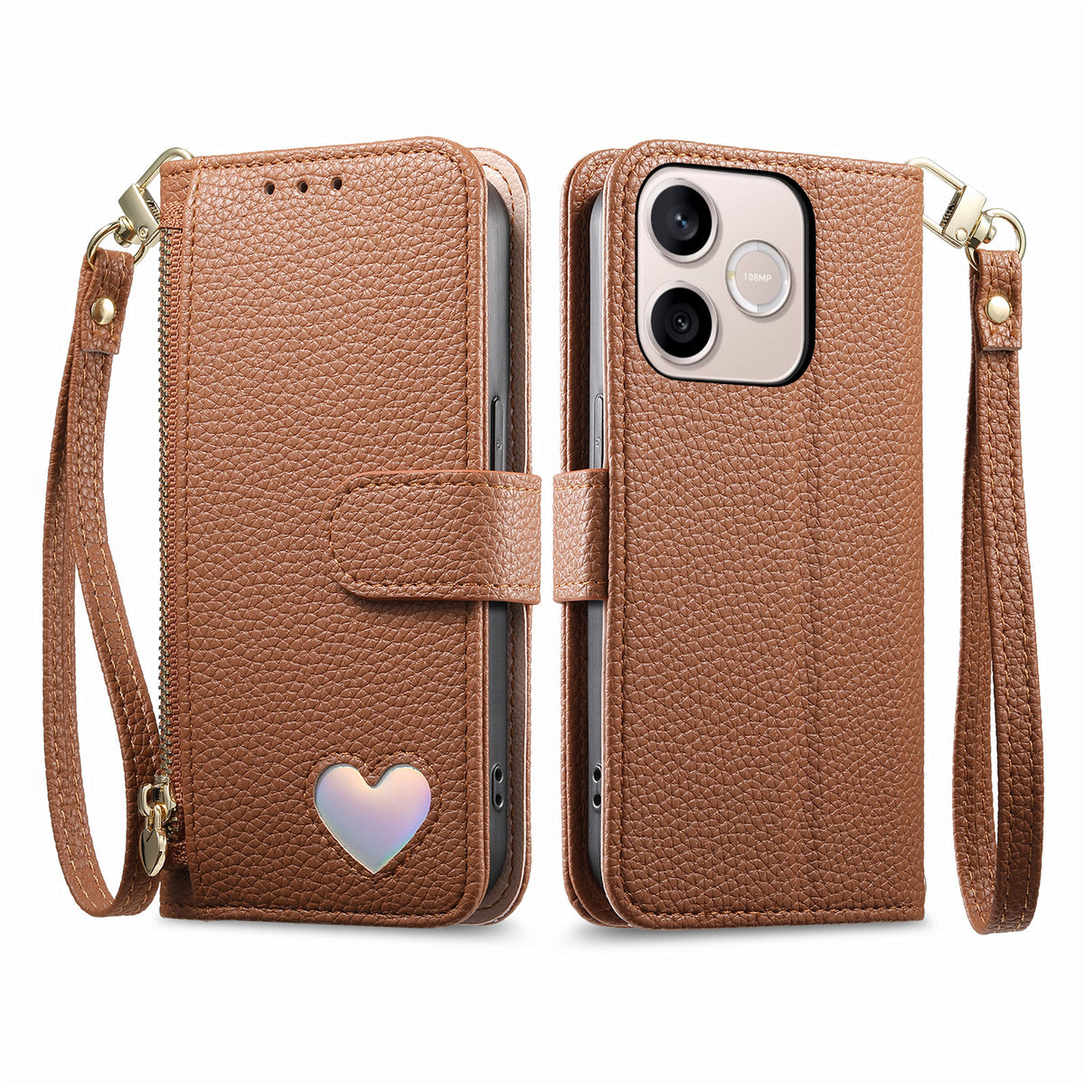 For Honor 600 Lite 5G Case Zipper Pocket  TPU PU Leather Wallet Phone Cover with Strap