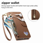 For Honor 600 Lite 5G Case Zipper Pocket  TPU PU Leather Wallet Phone Cover with Strap