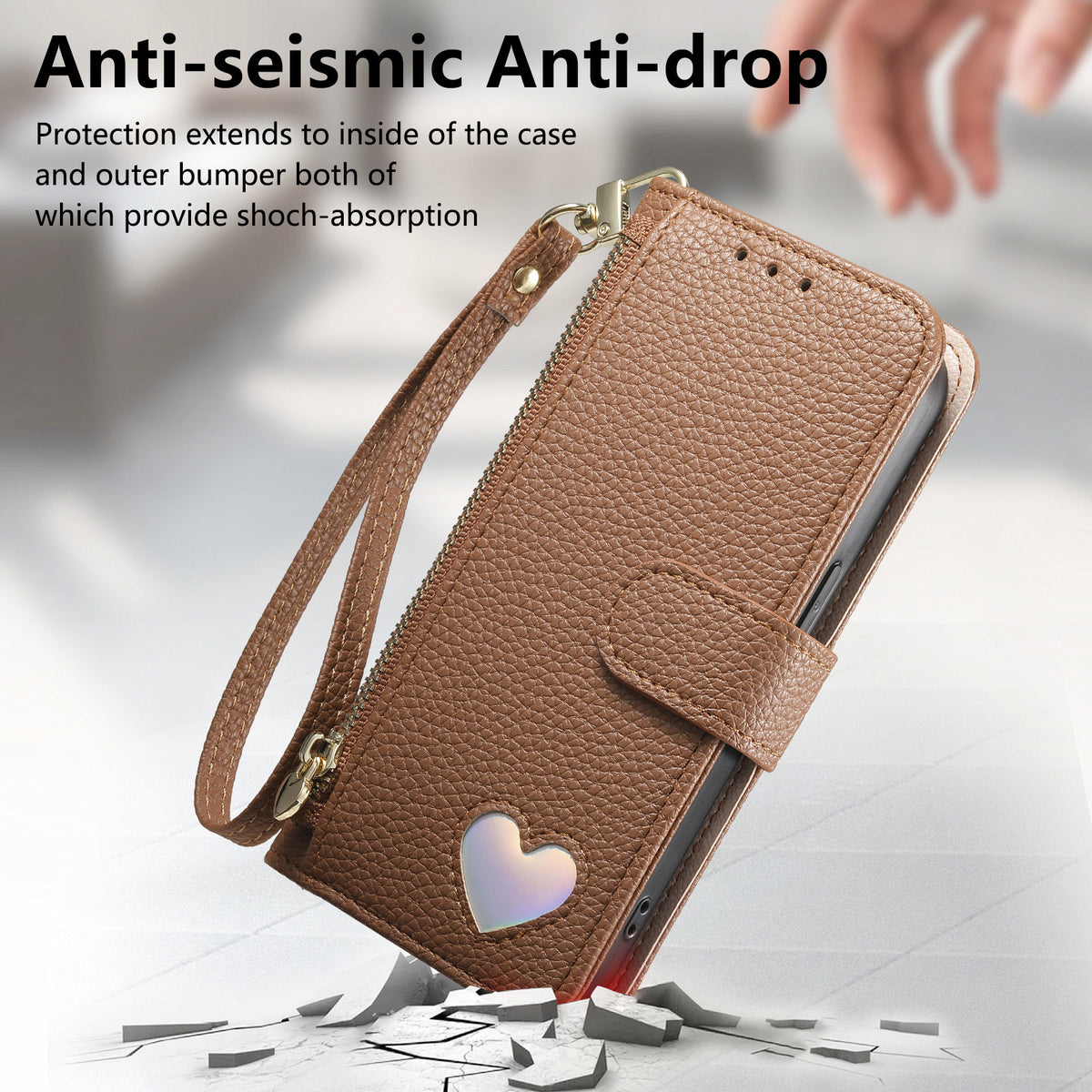 For Honor 600 Lite 5G Case Zipper Pocket  TPU PU Leather Wallet Phone Cover with Strap