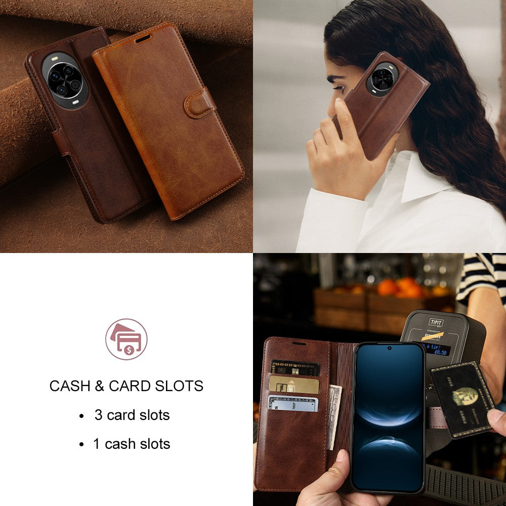 For Huawei nova 14 5G Case Stand Wallet Calf Texture PU Leather Flip Phone Cover