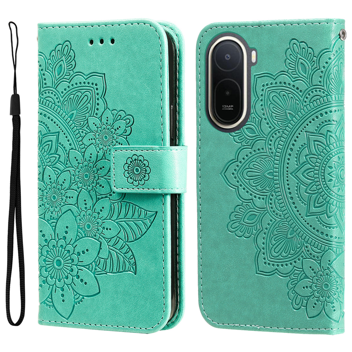 Floral Pattern Case for Xiaomi Poco C85x 5G / Redmi A7 Pro 4G (171.56mm) / Redmi A7 Pro 5G PU Leather Wallet Stand Phone Cover