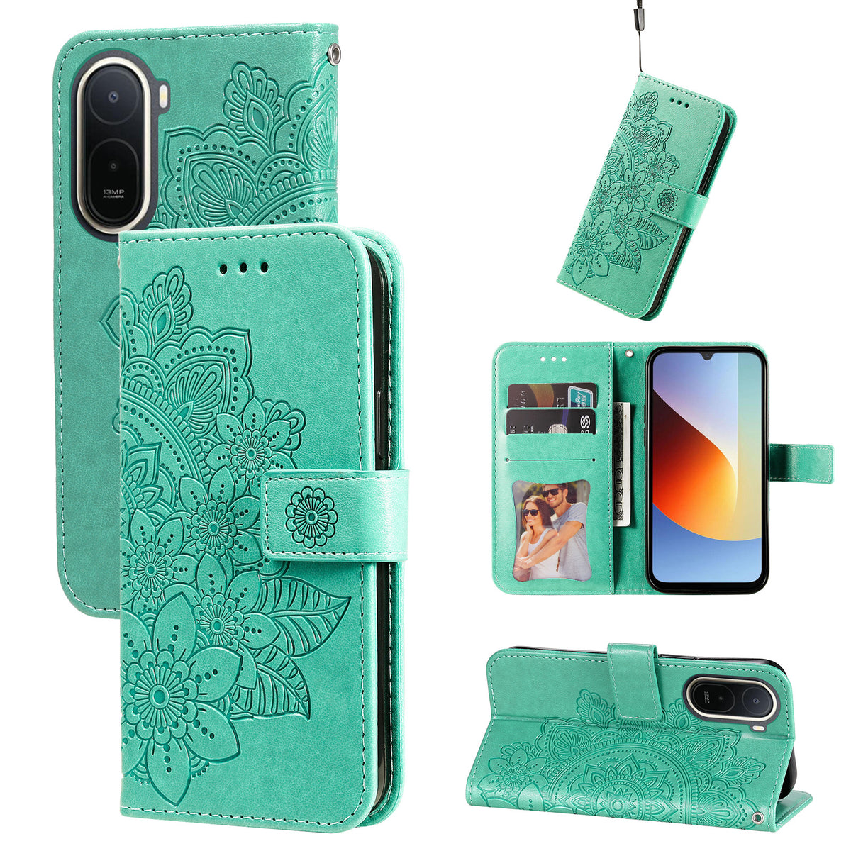 Floral Pattern Case for Xiaomi Poco C85x 5G / Redmi A7 Pro 4G (171.56mm) / Redmi A7 Pro 5G PU Leather Wallet Stand Phone Cover