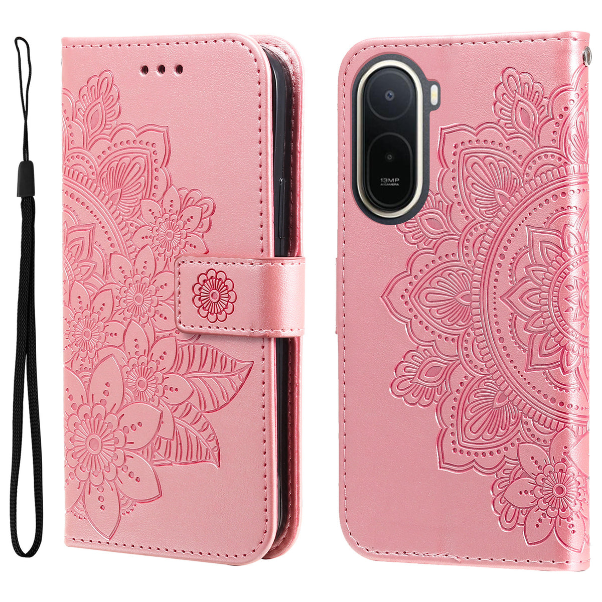 Floral Pattern Case for Xiaomi Poco C85x 5G / Redmi A7 Pro 4G (171.56mm) / Redmi A7 Pro 5G PU Leather Wallet Stand Phone Cover