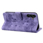 For Samsung Galaxy A57 5G Case Cherry Blossom Cat Imprinted Leather Phone Cover with Wrist Strap