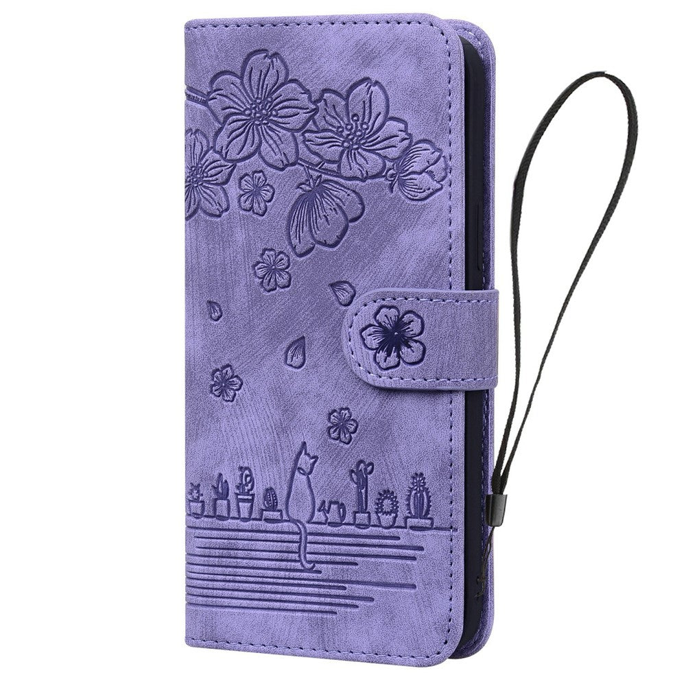 Samsung Galaxy S26-skal med körsbärsblomskatt, läderfodral och handledsrem