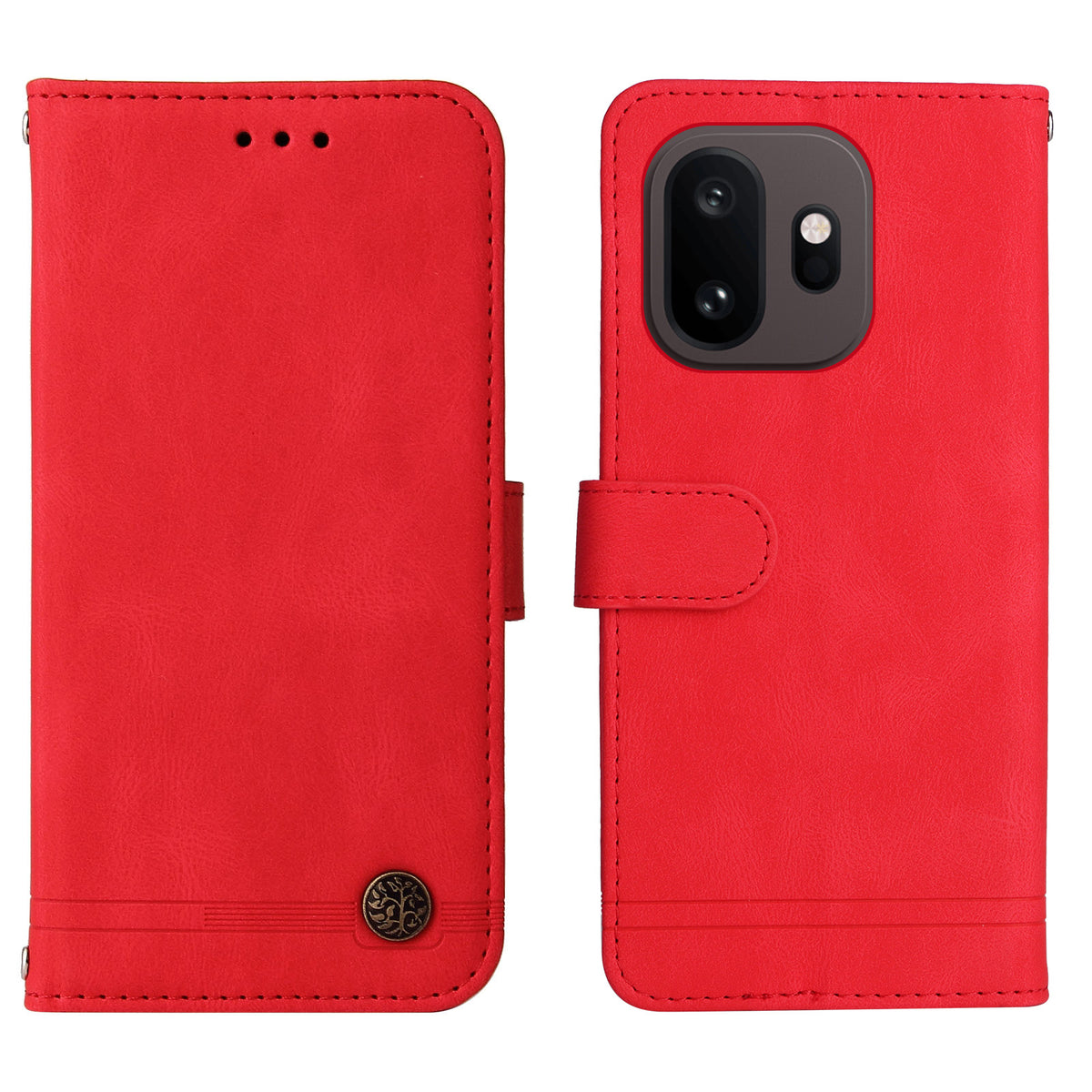OnePlus 15T 5G Läderplånboksfodral Skin Touch mobilfodral Stativ med Rem
