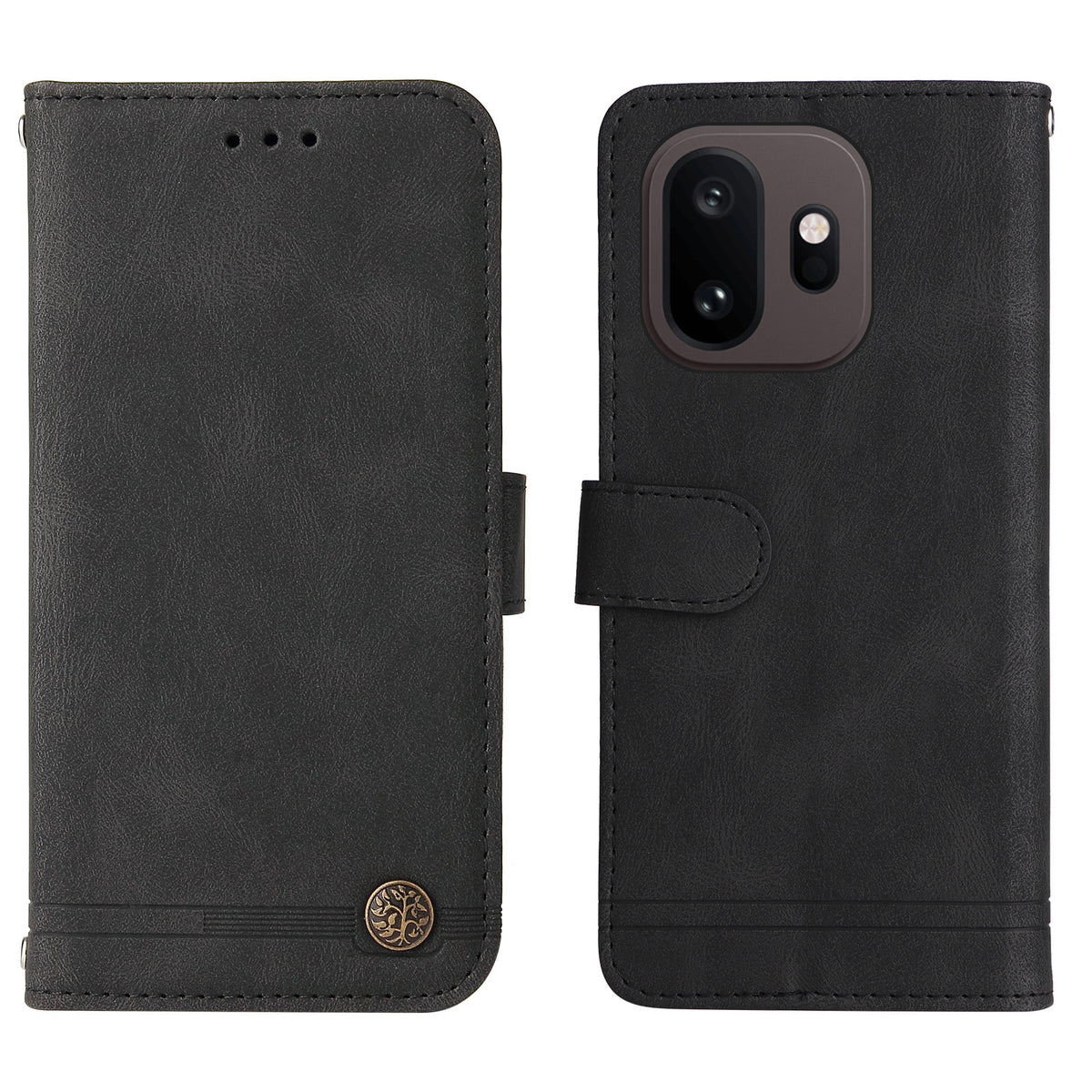 OnePlus 15T 5G Läderplånboksfodral Skin Touch mobilfodral Stativ med Rem