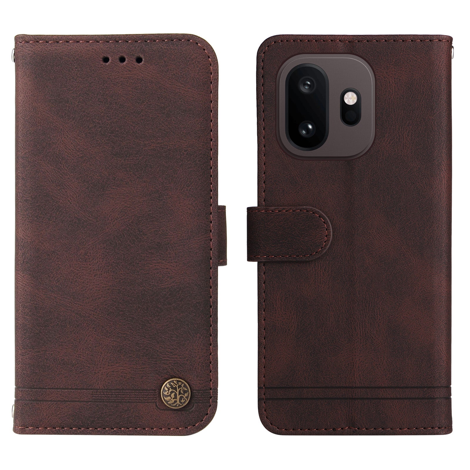 OnePlus 15T 5G Läderplånboksfodral Skin Touch mobilfodral Stativ med Rem