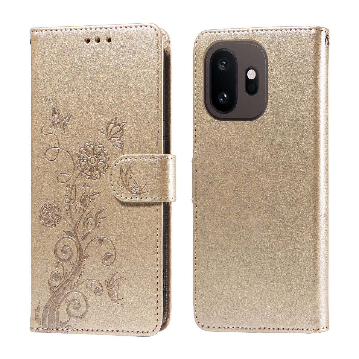 OnePlus 15T 5G Läderfodral Fjärils Blommigt Tryck Plånboksfodral