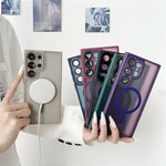 Samsung Galaxy S26 Ultra matteret halvtransparent magnetetui med skærmbeskyttelse i hærdet glas og TPU- og pc-mobilcover