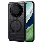 DENIOR A09+1 For Huawei Mate 60 Magnetic Case Crocodile Texture Leather Coated PC TPU Phone Cover