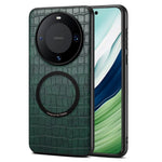 DENIOR A09+1 For Huawei Mate 60 Magnetic Case Crocodile Texture Leather Coated PC TPU Phone Cover