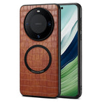 DENIOR A09+1 For Huawei Mate 60 Magnetic Case Crocodile Texture Leather Coated PC TPU Phone Cover