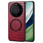 DENIOR A09+1 For Huawei Mate 60 Pro Magnetic Case Crocodile Texture Leather Coated PC TPU Phone Cover