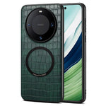DENIOR A09+1 For Huawei Mate 60 Pro Magnetic Case Crocodile Texture Leather Coated PC TPU Phone Cover