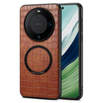 DENIOR A09+1 For Huawei Mate 60 Pro Magnetic Case Crocodile Texture Leather Coated PC TPU Phone Cover