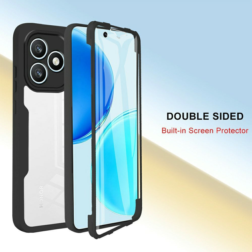 Honor X8d 4G mobilskal Akryl + TPU Genomskinligt mobilskal med PET-skärmfilm - Svart