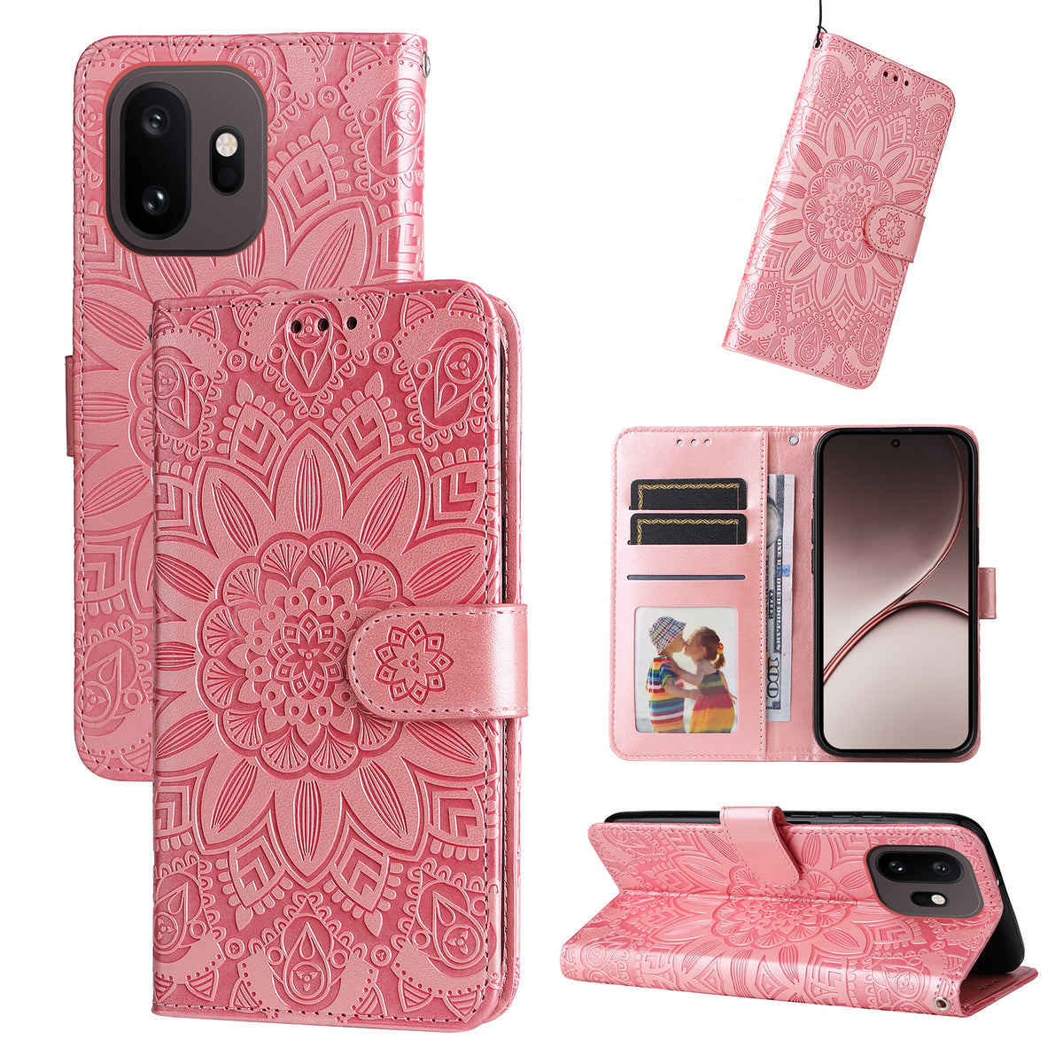 For OnePlus 15T 5G Case Sunflower Imprint Leather Wallet Phone Cover