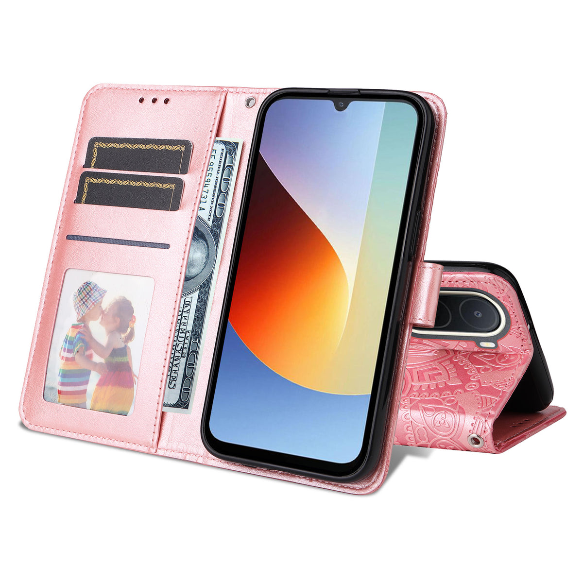 Solrosavtrycksskal till Xiaomi Poco C85x 5G / Redmi A7 Pro 4G (171,56 mm) / Redmi A7 Pro 5G Läderplånboksfodral