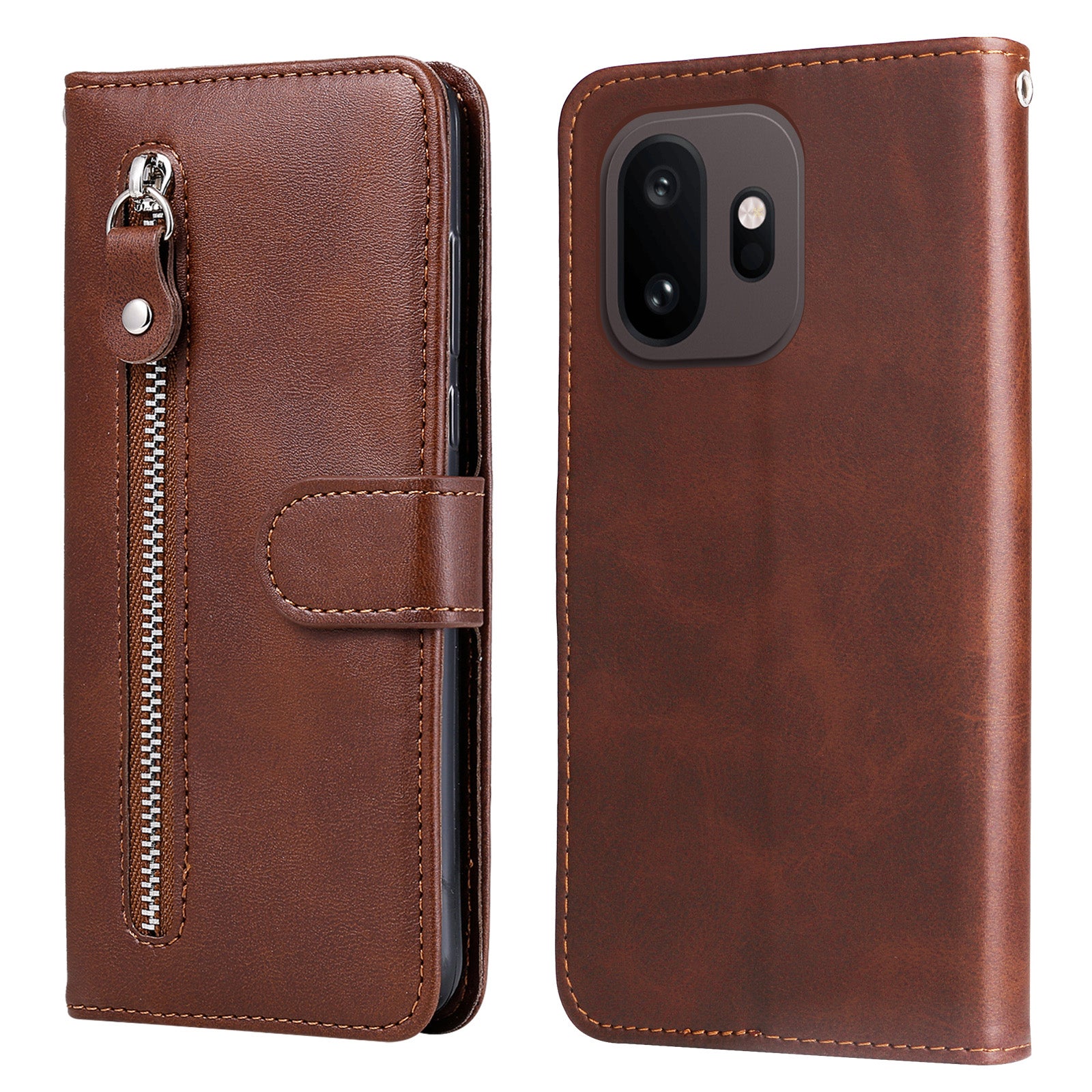 For OnePlus 15T 5G PU Leather Cases with Zipper Pocket Wallet Phone Cover Stand