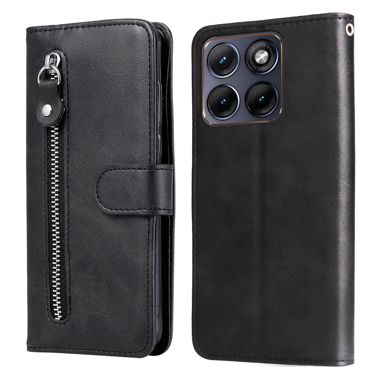 For Motorola Edge 70 Fusion+ 5G / Edge 70 Fusion 5G PU Leather Cases with Zipper Pocket Wallet Phone Cover Stand