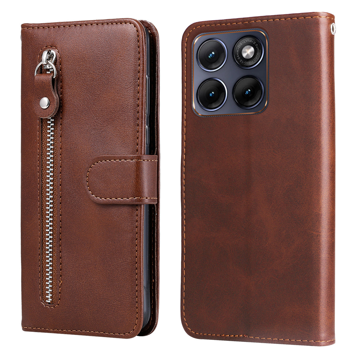 For Motorola Edge 70 Fusion+ 5G / Edge 70 Fusion 5G PU Leather Cases with Zipper Pocket Wallet Phone Cover Stand