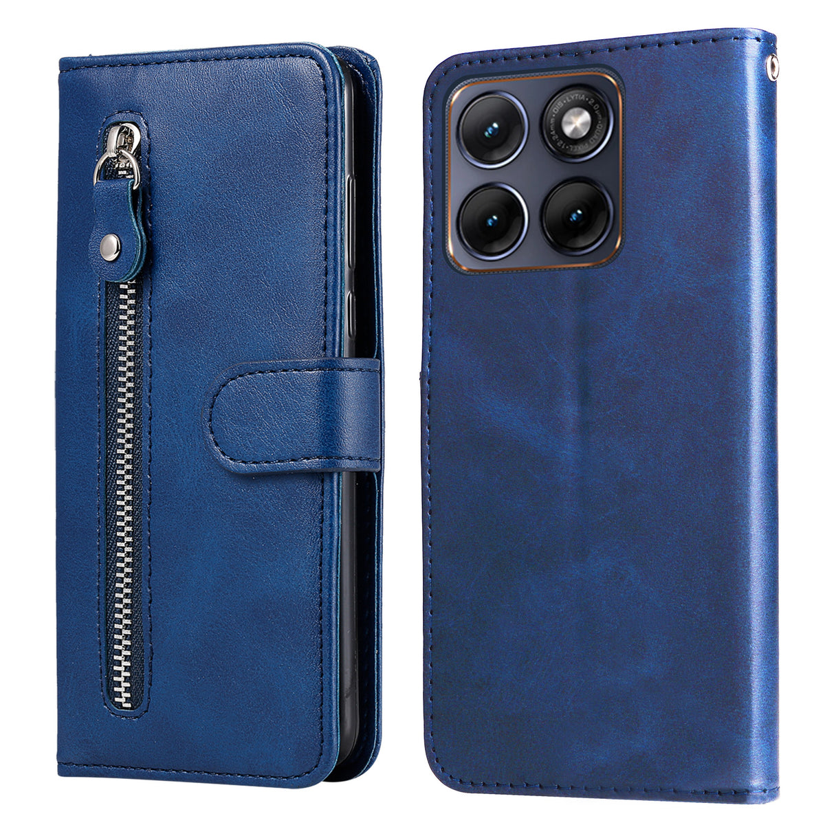 For Motorola Edge 70 Fusion+ 5G / Edge 70 Fusion 5G PU Leather Cases with Zipper Pocket Wallet Phone Cover Stand