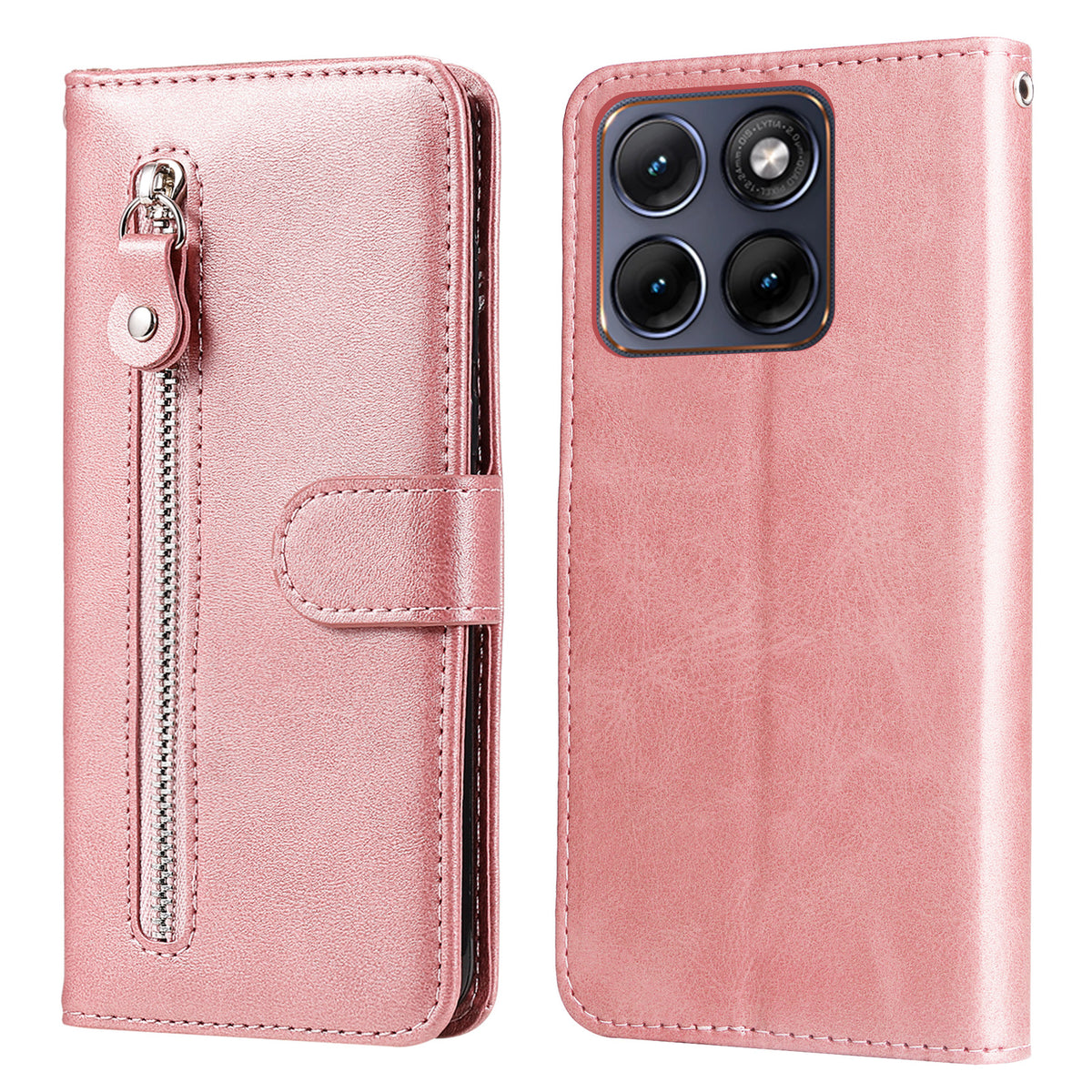 For Motorola Edge 70 Fusion+ 5G / Edge 70 Fusion 5G PU Leather Cases with Zipper Pocket Wallet Phone Cover Stand
