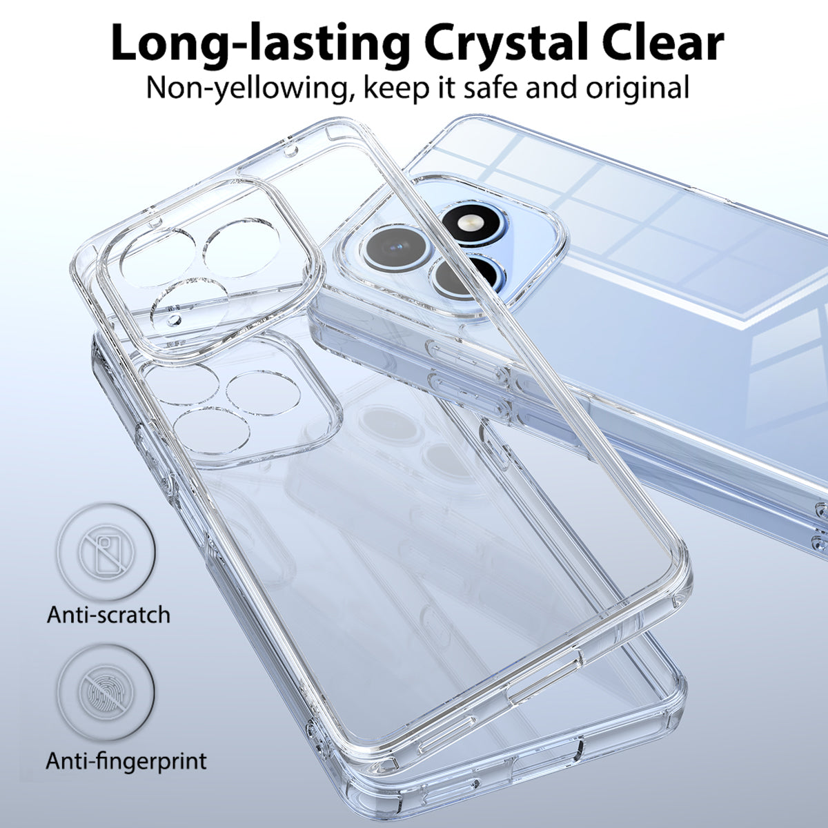 For Honor X8d 4G Clear Phone Case TPU+Acrylic Shockproof Phone Back Cover