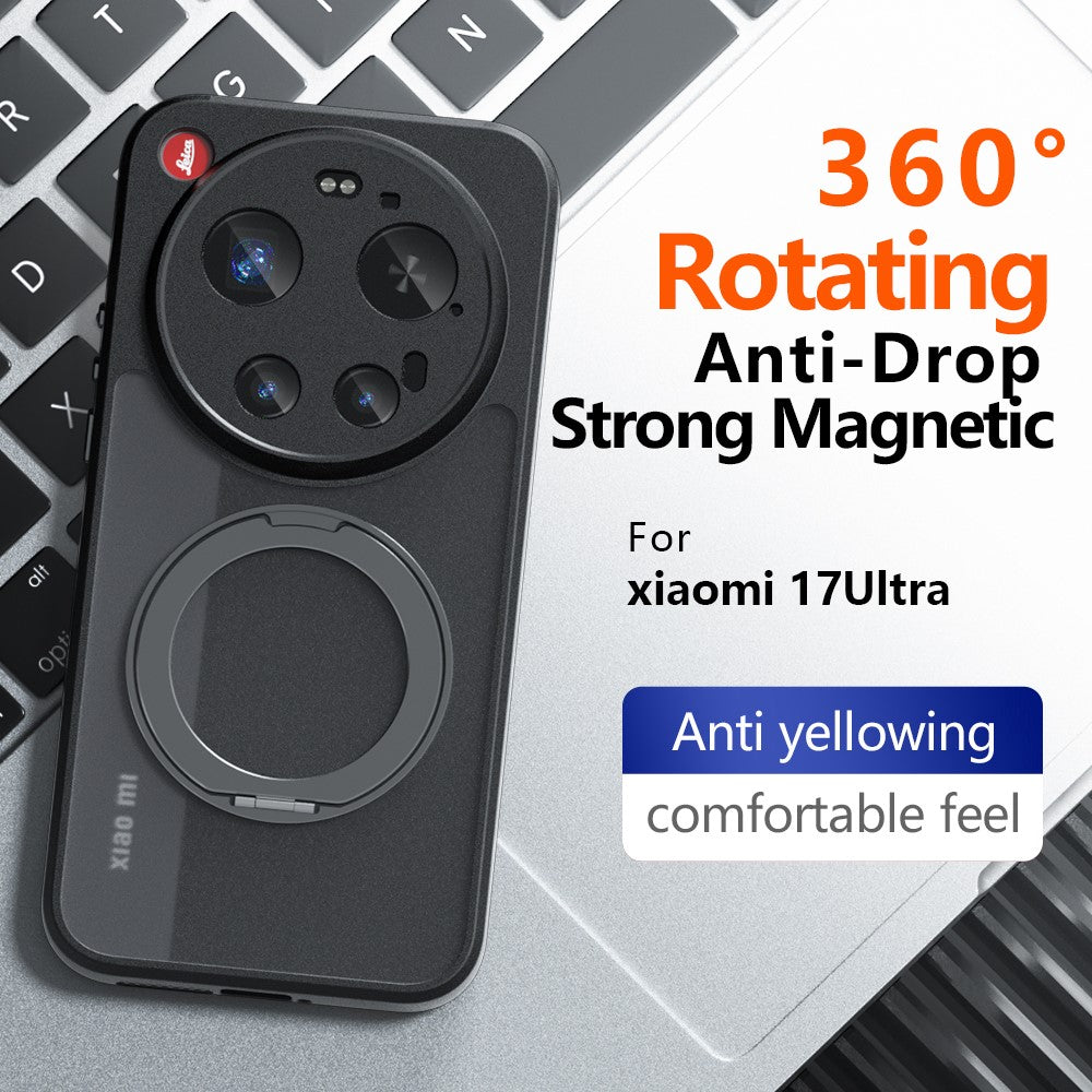 Matt Skin-touch Magnetiskt Skal för Xiaomi 17 Ultra 5G 360° Roterande Stativ Stötsäkert TPU + PC mobilskal