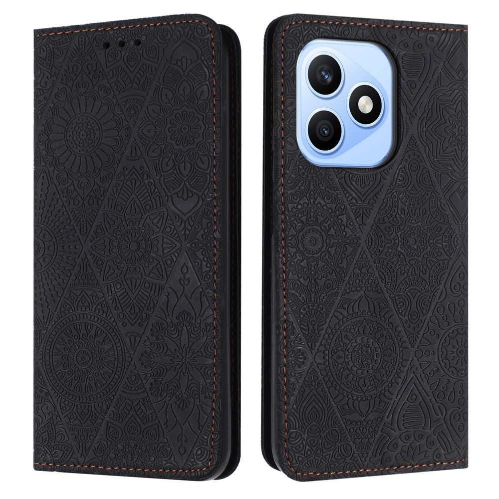 For Honor X8d 4G Case Imprinted Flower Wallet Stand Leather Phone Cover