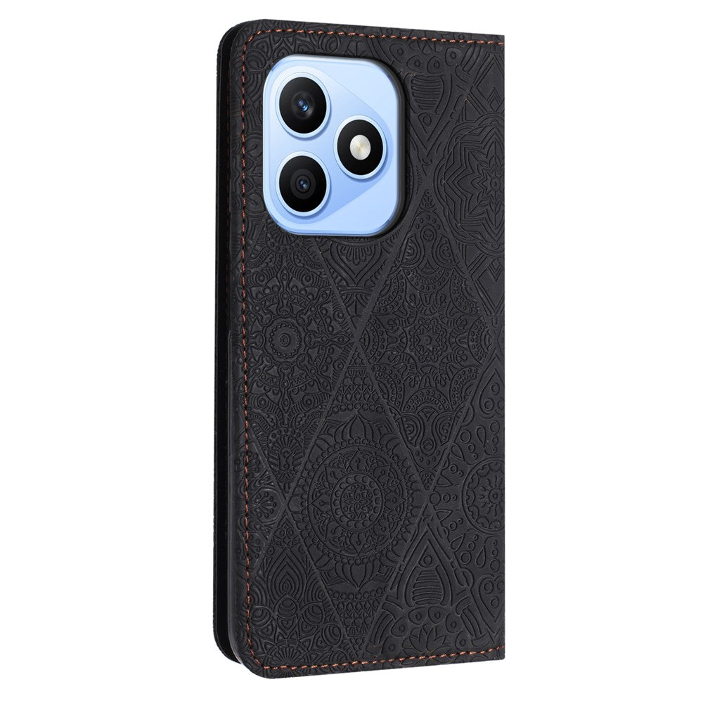For Honor X8d 4G Case Imprinted Flower Wallet Stand Leather Phone Cover
