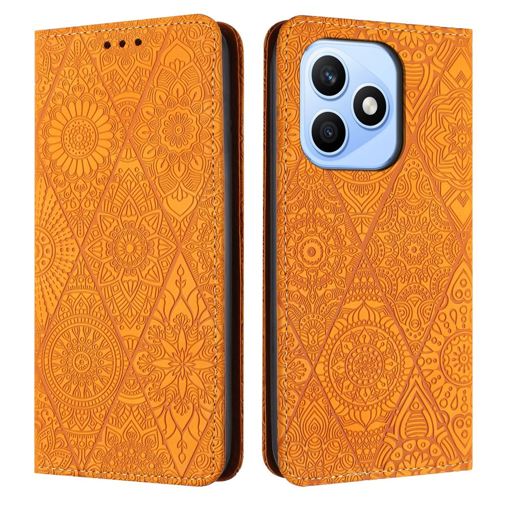 For Honor X8d 4G Case Imprinted Flower Wallet Stand Leather Phone Cover