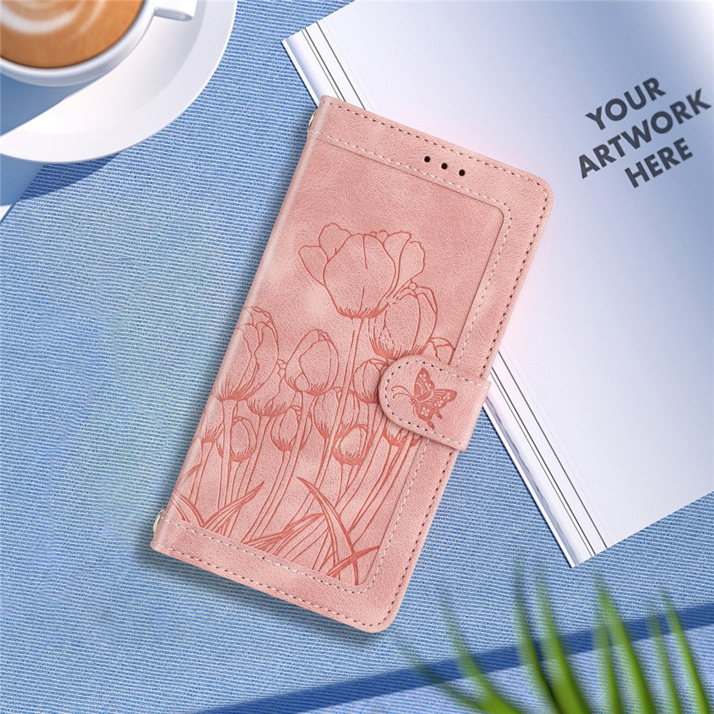 For Honor X8d 4G Case Tulip Leather Phone Cover with 5 Card Slots Wallet