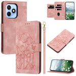 For Honor X8d 4G Case Tulip Leather Phone Cover with 5 Card Slots Wallet
