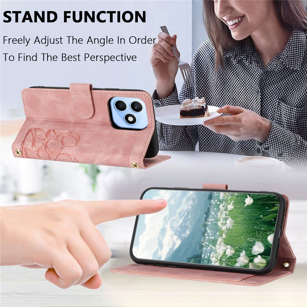 For Honor X8d 4G Case Tulip Leather Phone Cover with 5 Card Slots Wallet