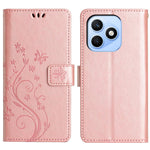 For Honor X8d 4G Leather Wallet Case Butterfly Flower Imprinted Phone Cover with Strap