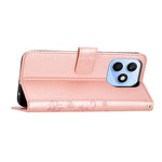 For Honor X8d 4G Leather Wallet Case Butterfly Flower Imprinted Phone Cover with Strap