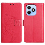 For Honor X8d 4G Leather Wallet Case Butterfly Flower Imprinted Phone Cover with Strap