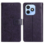 For Honor X8d 4G Leather Wallet Case Butterfly Flower Imprinted Phone Cover with Strap