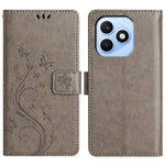For Honor X8d 4G Leather Wallet Case Butterfly Flower Imprinted Phone Cover with Strap