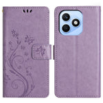 For Honor X8d 4G Leather Wallet Case Butterfly Flower Imprinted Phone Cover with Strap