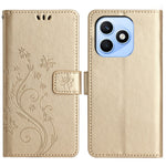 For Honor X8d 4G Leather Wallet Case Butterfly Flower Imprinted Phone Cover with Strap